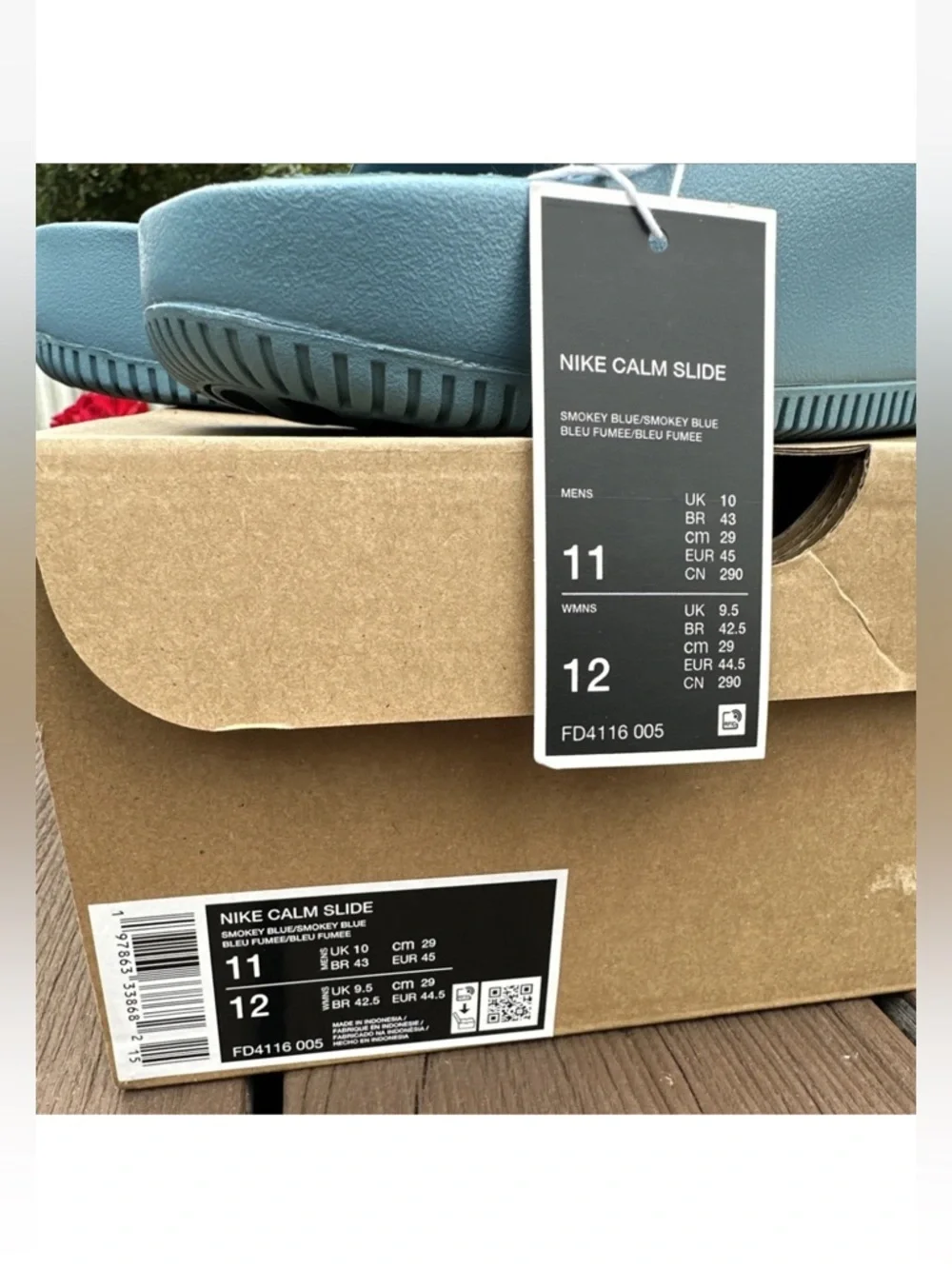 MENS NIKE CALM SLIDES SMOKEY BLUE FD4116-005-SIZE 11 New With Box